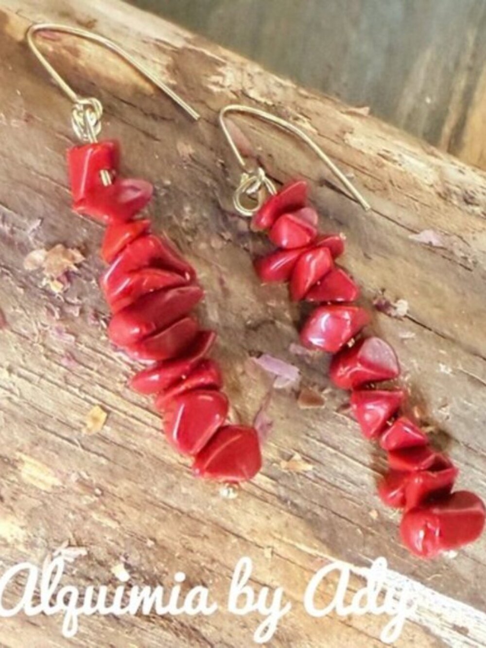 RED CORAL + Beaded stack dangle earrings